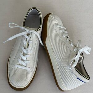 Rothy’s The Lace Up Sneaker Vanilla Ivory Knit Gum Women’s Sz 8